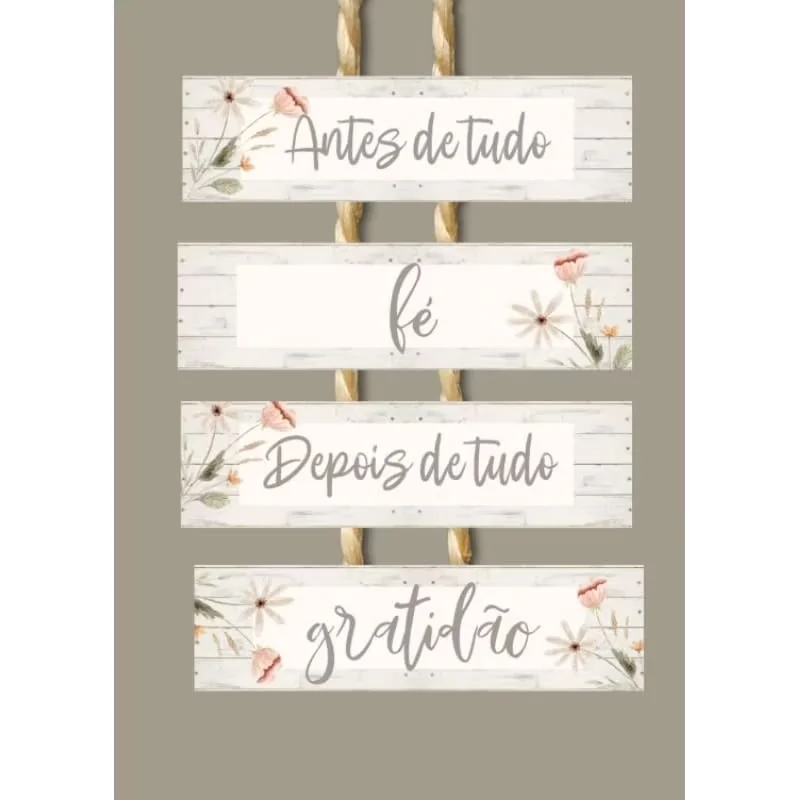 Placa Decorativa Pendente - Decoração Cristã com Flores