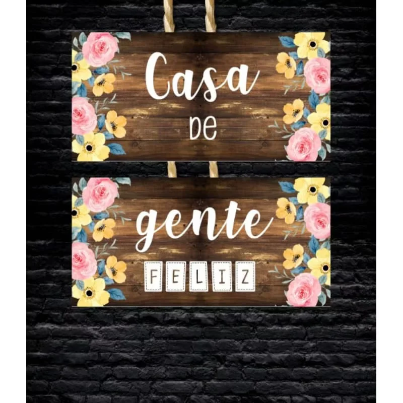 Placa Decorativa Pendente - Decoração Cristã com Flores