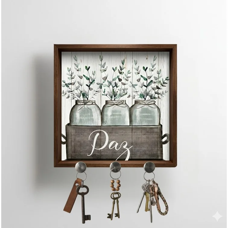 Porta-Chaveiro Decorativo para Hall de Entrada - Paz