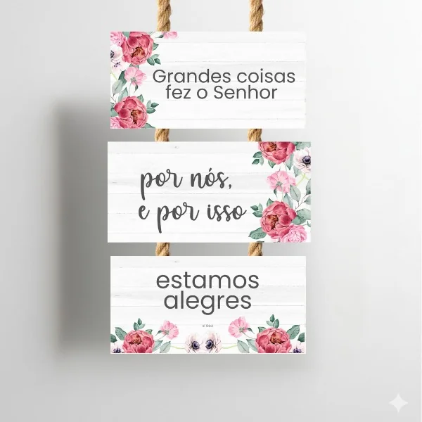 Placa Decorativa Pendente - Decoração Cristã com Flores