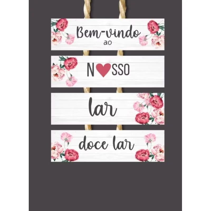 Placa Decorativa Pendente - Decoração Cristã com Flores