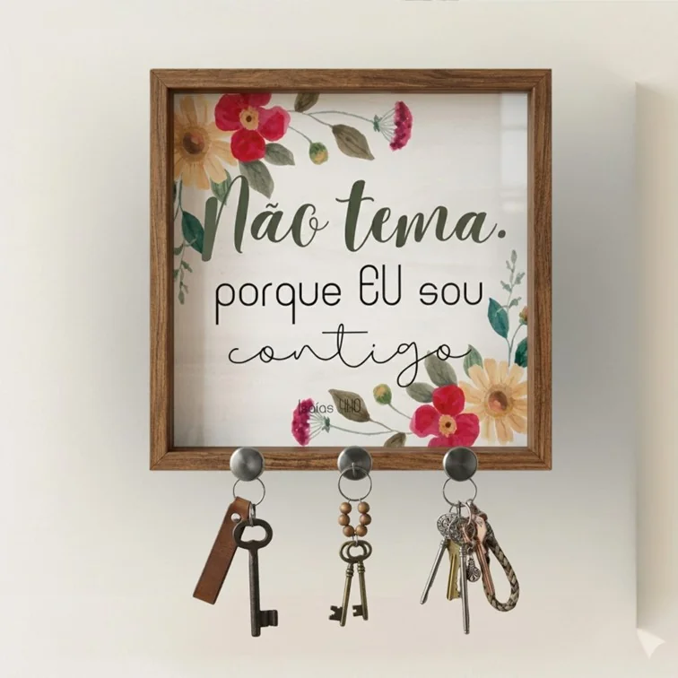 Porta-Chaveiro de Parede com frase